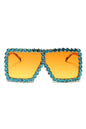 Women Square Oversize Rhinestone Sunglasses