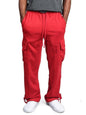 Men's Solid color elastic waist multi-pocket loose fit cargo pants