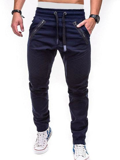 Men's Contrasting color zipped loose-fitting casual pants