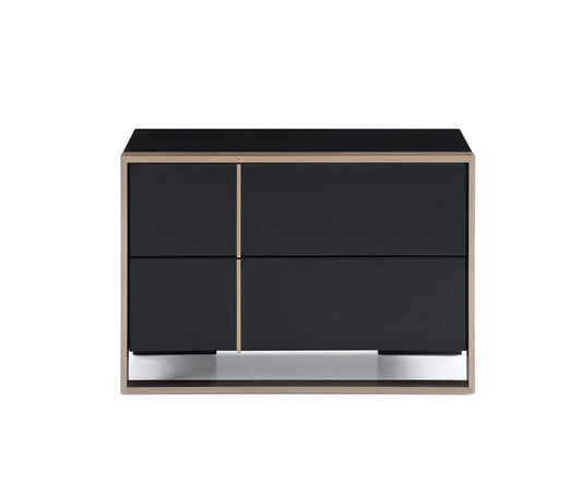 Modern Brushed Black And Bronze Nightstand