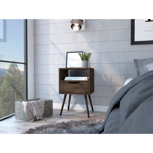 Modern Dark Walnut Bedroom Nightstand