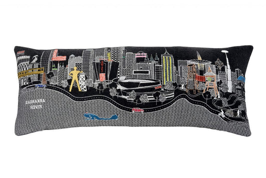 35" Black Tulsa Nighttime Skyline Lumbar Decorative Pillow