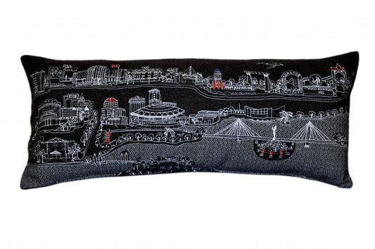 35" Black Wichita Nighttime Skyline Lumbar Decorative Pillow