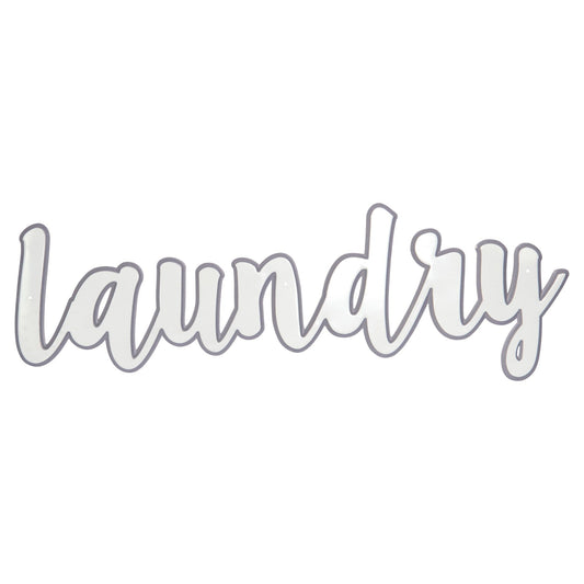 White And Gray Metal Laundry Room Wall Decor