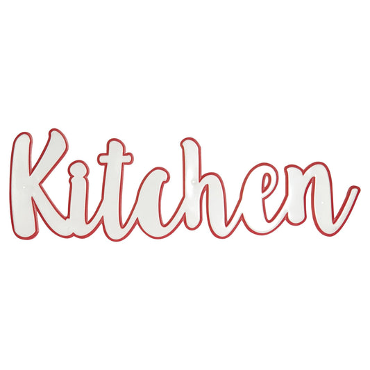 White And Red Metal Kitchen Wall Decor