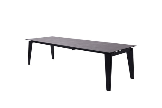 71" Gray and Black Ceramic and Glass Top Extendable Dining Table