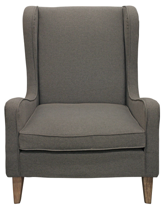 29" Gray Linen And Natural Solid Color Lounge Chair