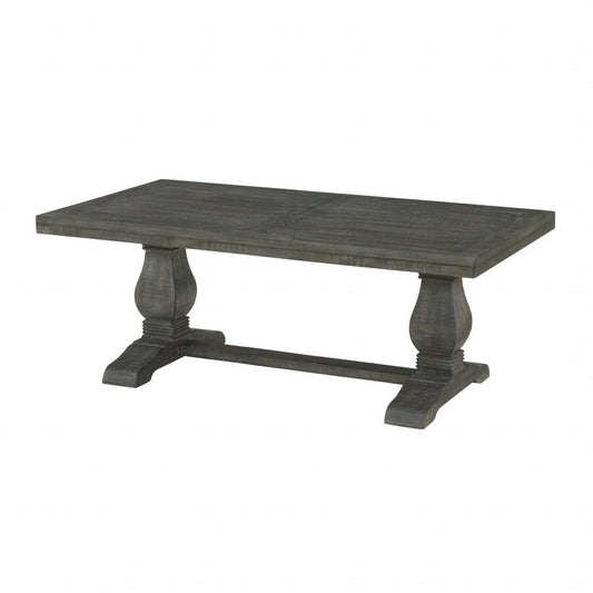 50" Grey Wood Rectangular Distressed Pedestal Coffee Table