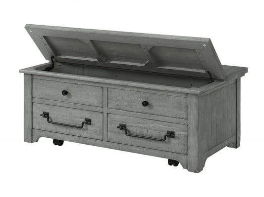 48" Dove Grey Solid Wood Rectangular Lift Top Storage Coffee Table