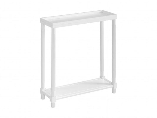 Set Of Two 24" White Narrow Wood End Tables With Shelf