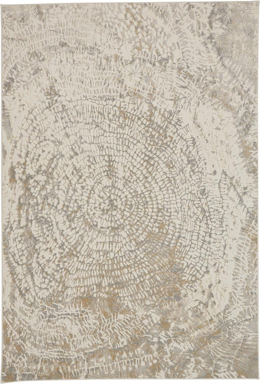 2' X 3' Ivory Tan And Gray Abstract Area Rug