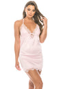 2 Piece Satin Lace Trimmed Slip Set With Matching Thong