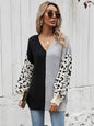 Leopard Color Block V-Neck Tunic Pullover Sweater